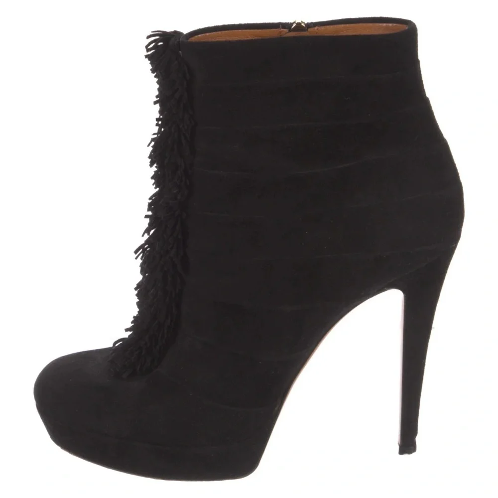 GUCCI Suede Fringe Trim Ankle Boots Size: 8 | IT 38 - Picture 1 of 8